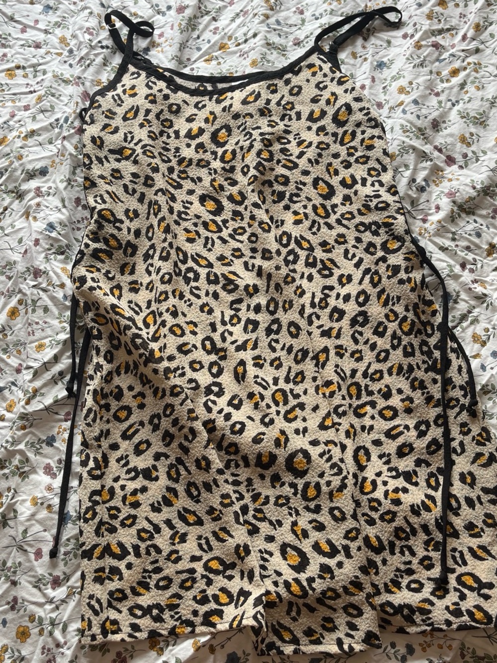 Xhilaration Leopard Print Midi Dress in Cream, Black & Gold
